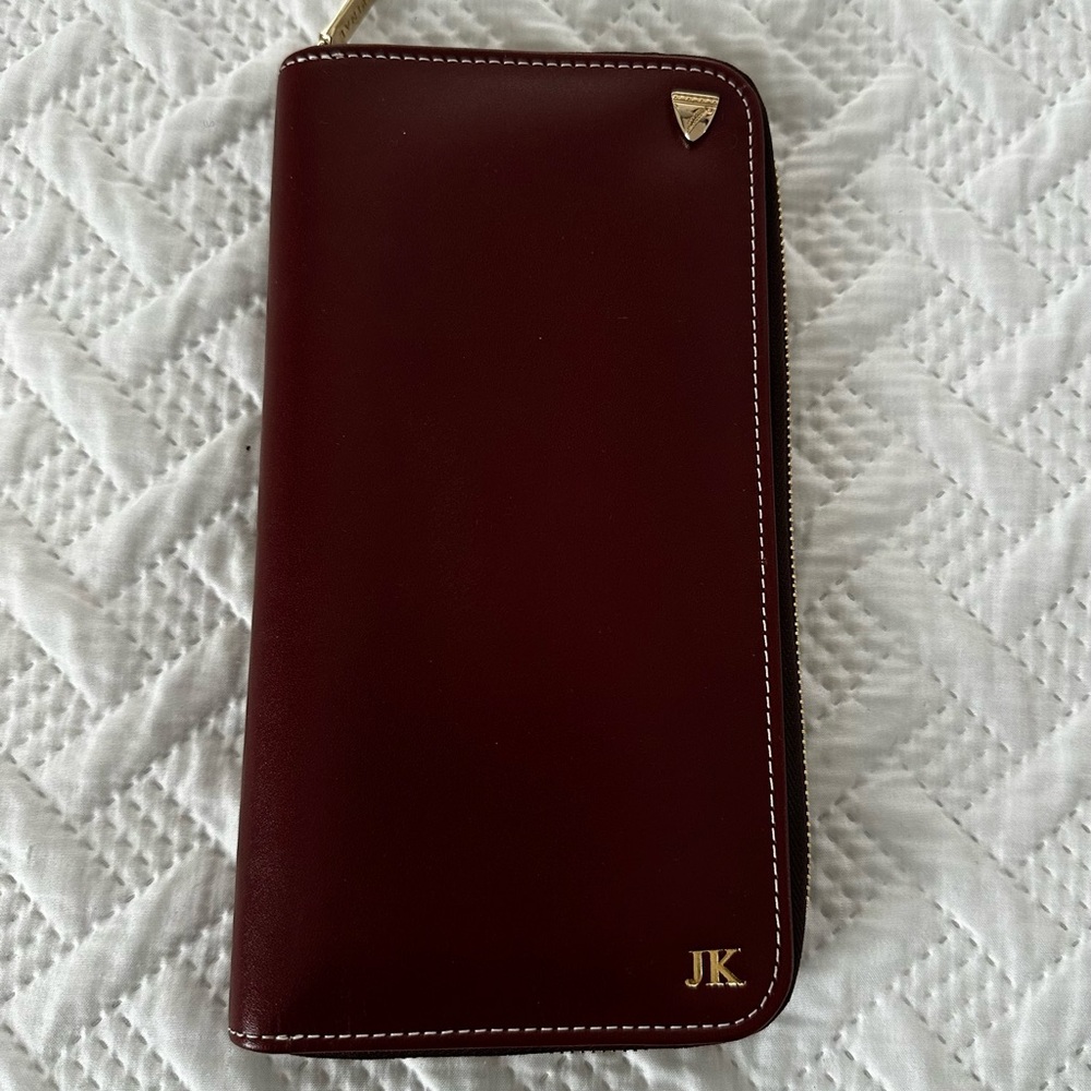 Aspinal of London Burgundy Leather Travel Folio/Wallet & Passport Cover